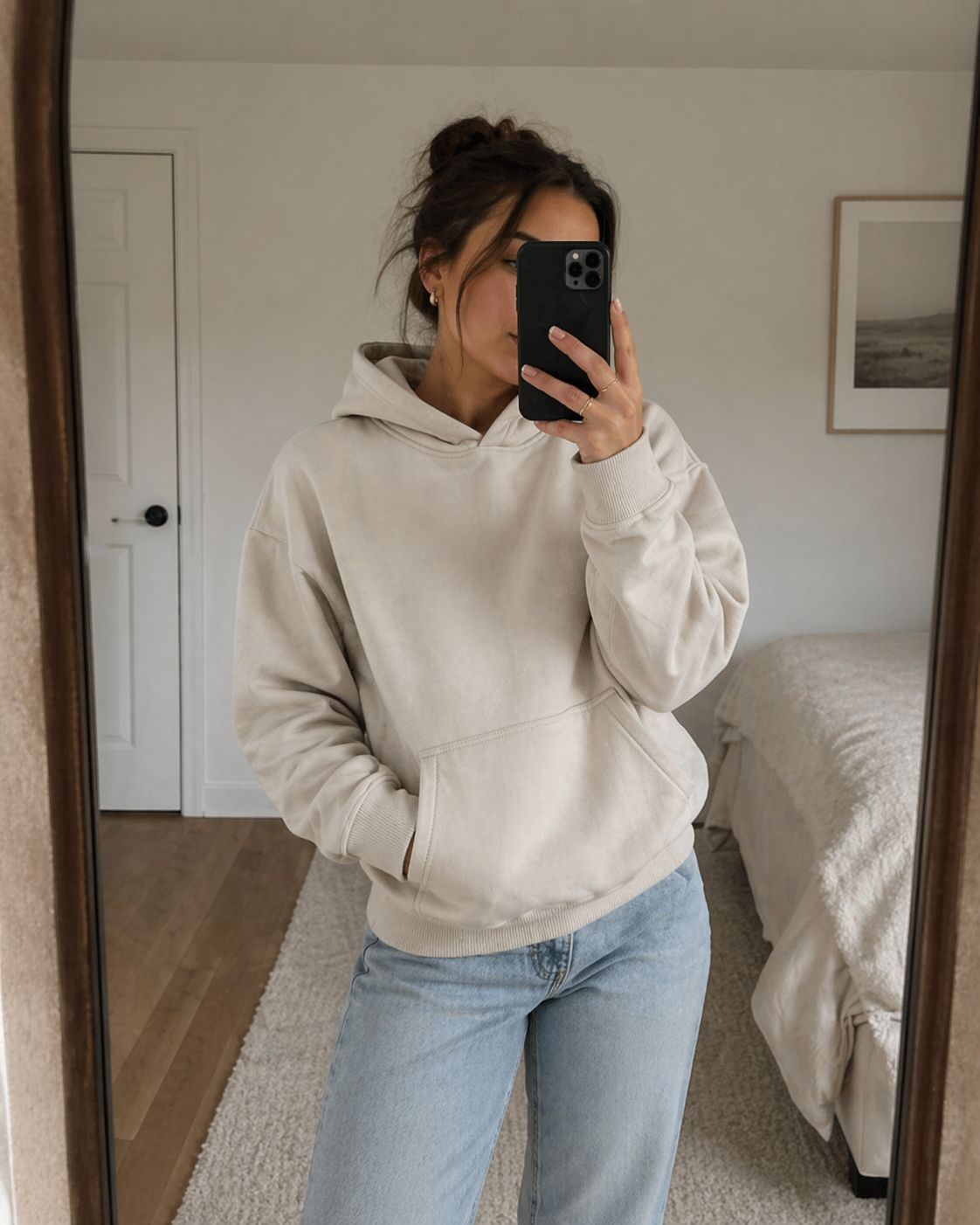 Woman wearing Softlly calm hoodie